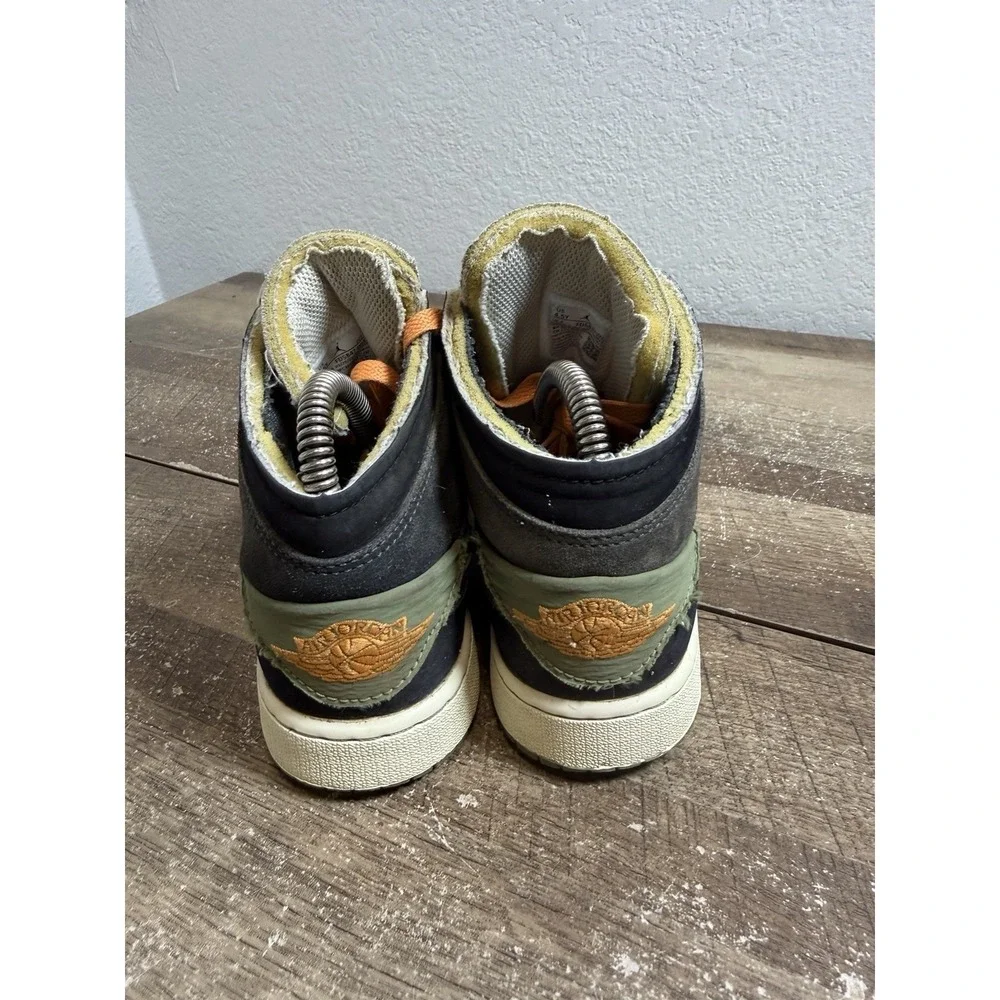 Air Jordan 1 Mid Craft Anthracite Light Olive GS Shoe‎ Size 4.5Y Gray FD5847-003